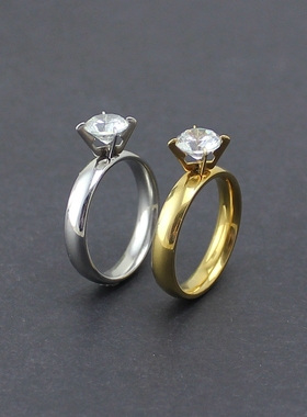 结婚钻戒爱美逻辑钛钢