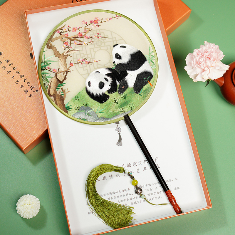 苏绣双面绣团扇扇子古风女汉服中国风特色礼品刺绣送老外礼物非遗