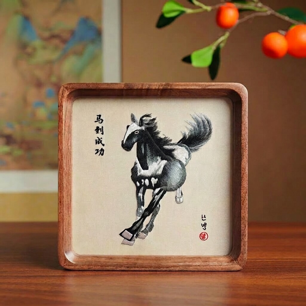 苏绣摆件手工双面绣摆台台屏中国特色刺绣蜀绣礼品送老外客户便携