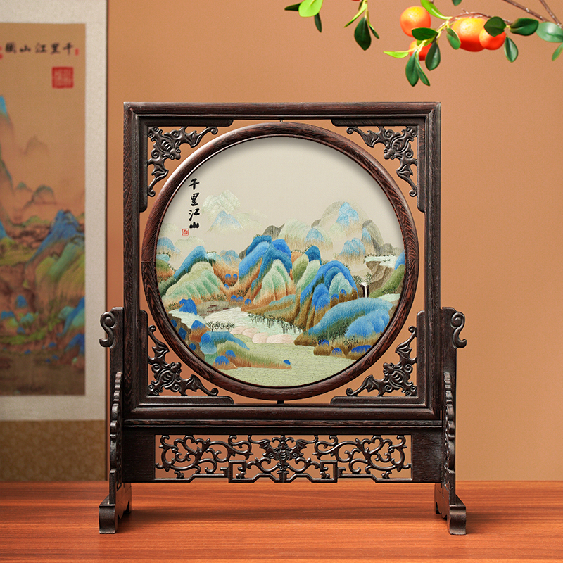 苏绣双面绣摆件刺绣非遗摆台中国风特色纪念礼物绣品伴手礼送老外