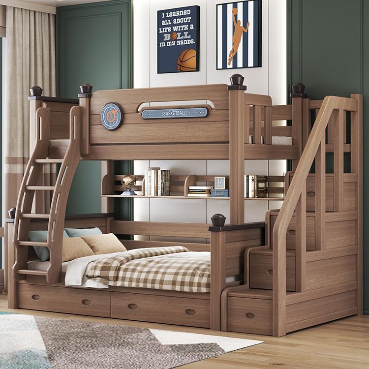 全实木上下床鹅掌楸木双层床小户型儿童床子母高低床可拆分上下铺