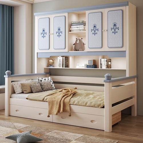 全实木衣柜床一体男孩床