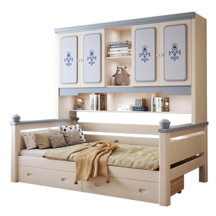 全实木衣柜床一体榻榻米男孩女孩小户型多功能经济型单人床储物床