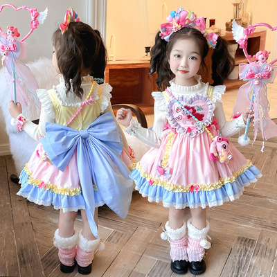 儿童小马宝莉洛丽塔连衣裙2025春秋新款女宝宝卡通生日公主裙子