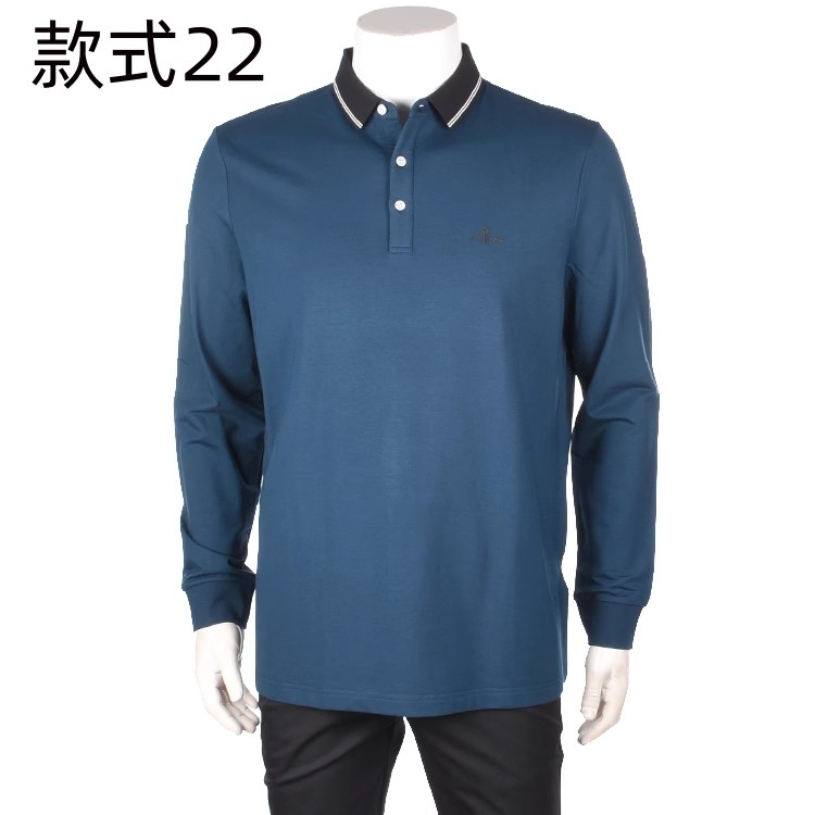 断码清仓现货比音勒芬专柜正品秋冬季男装新款舒适透气翻领T恤衫