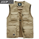 JEEP吉普多口袋马甲男士 户外休闲摄影背心记者工装 马夹男坎肩外套