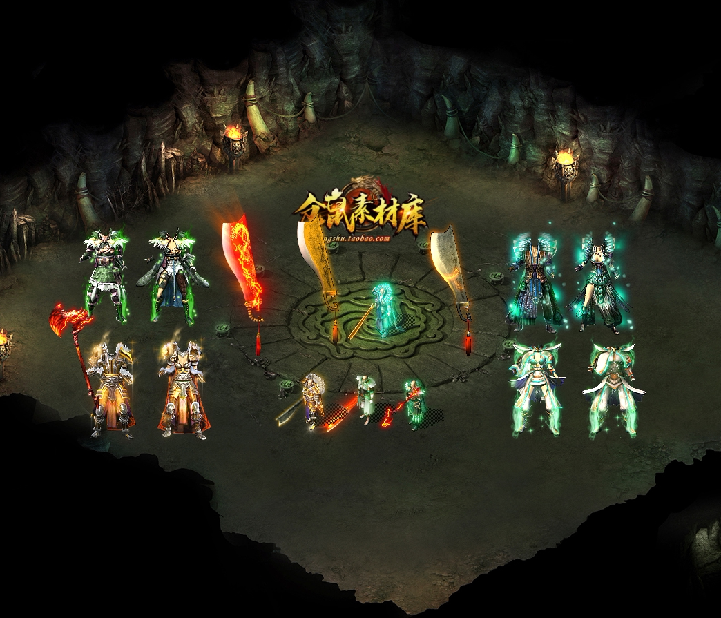 传奇沉默素材 男女 复古冰雪 剑甲 高清 png格式 打包 y1865