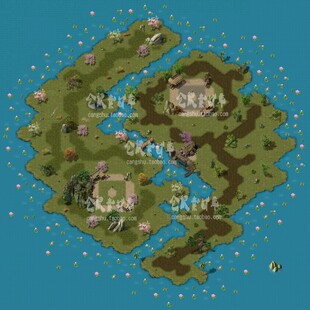 传奇地图素材 莲心岛 动态 大陆 独立地砖 无缝封边 DT852