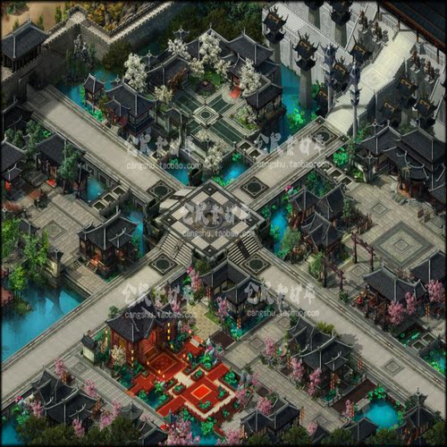 传奇地图素材 楼兰主城 高清地砖 带原画 无缝封边 DT880
