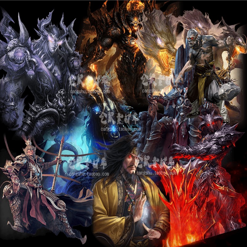 传奇UI界面素材  魔兽暗黑图9张 高清 PNG 格式序列帧  Y2561