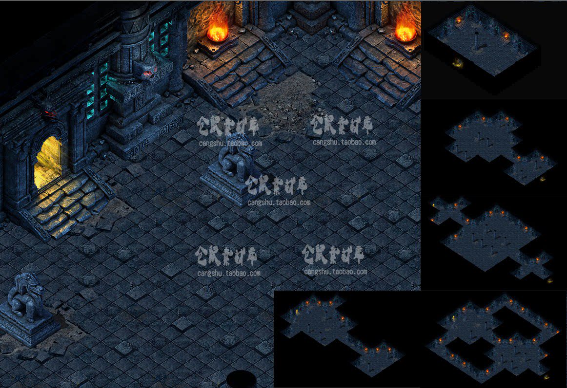 传奇地砖地图素材 暗黑祖玛5层套图 高清地砖 无缝封边 dt170