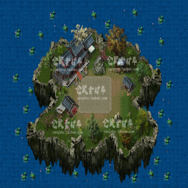 传奇地图素材   海岛大陆二 高清动态独立地砖 无缝封边 DT770