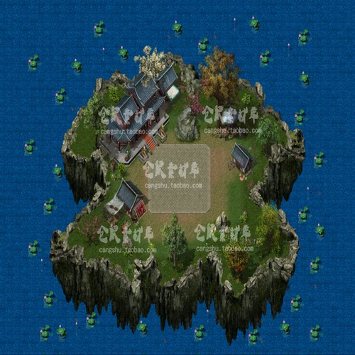 传奇地图素材   海岛大陆二 高清动态独立地砖 无缝封边 DT770