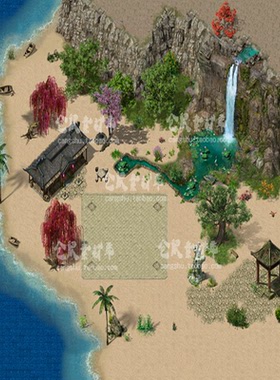 传奇地图素材 荷月半岛 高清动态独立地砖无缝封边  DT150