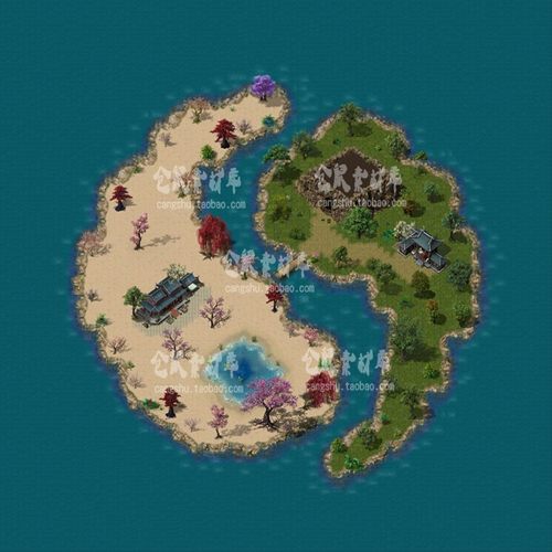 传奇地图素材 阴阳岛  高清动态独立地砖无缝封边    DT299
