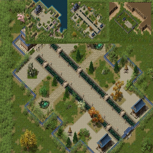 传奇地图素材 行会驻地庄园 三张高清动态独立地砖无缝封边 Y1930