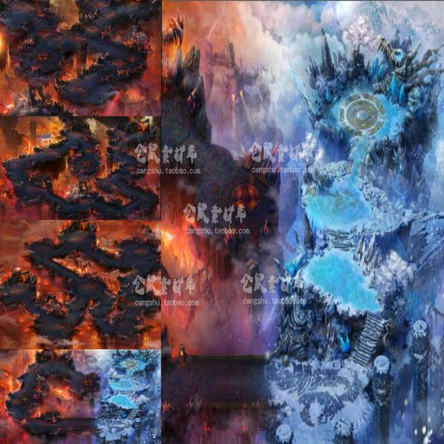 传奇地图素材  冰火之路套图 独立地砖无缝封边  带原画 DT741