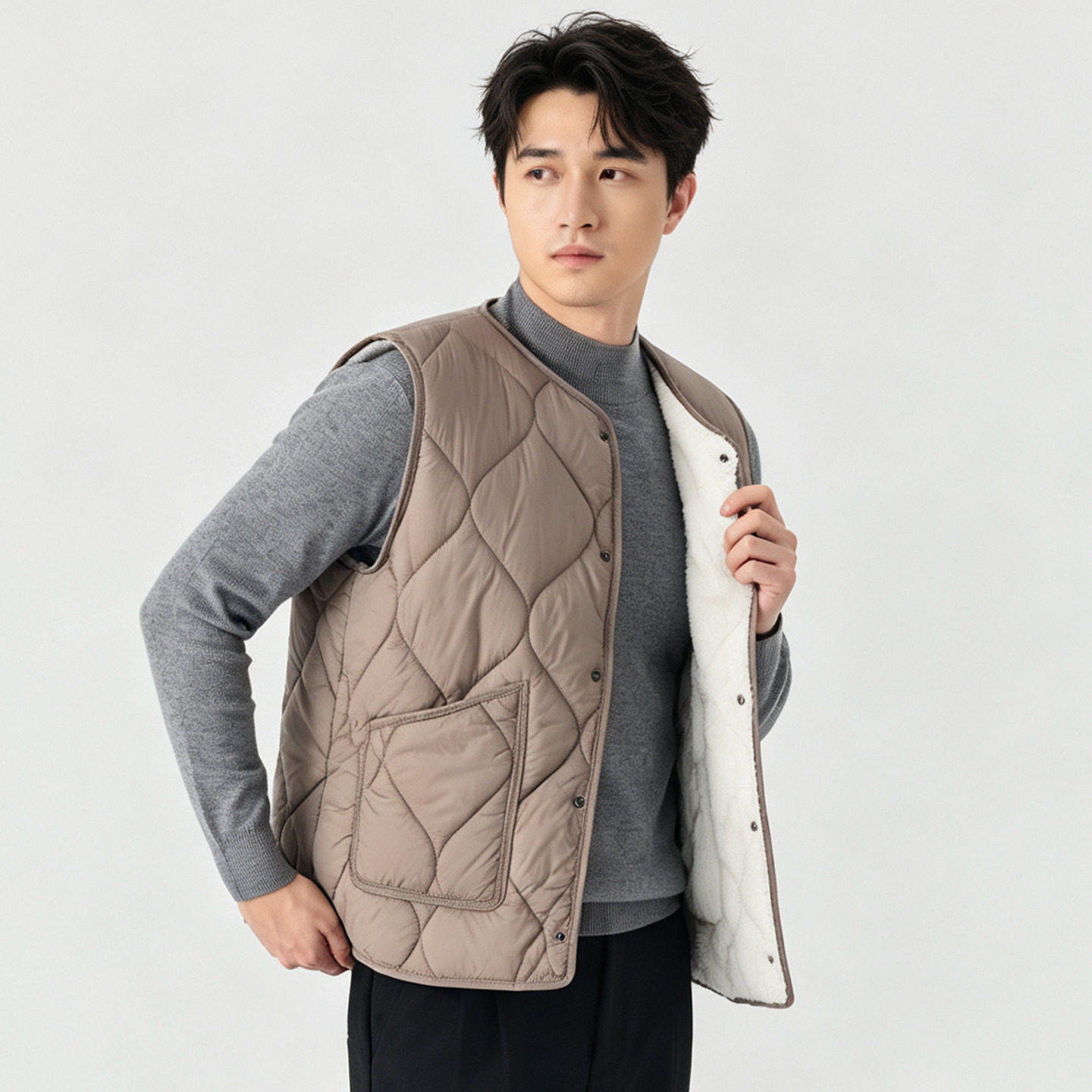 羽绒棉马甲男内胆秋冬加绒加厚保暖背心打底内穿棉袄棉服坎肩内搭