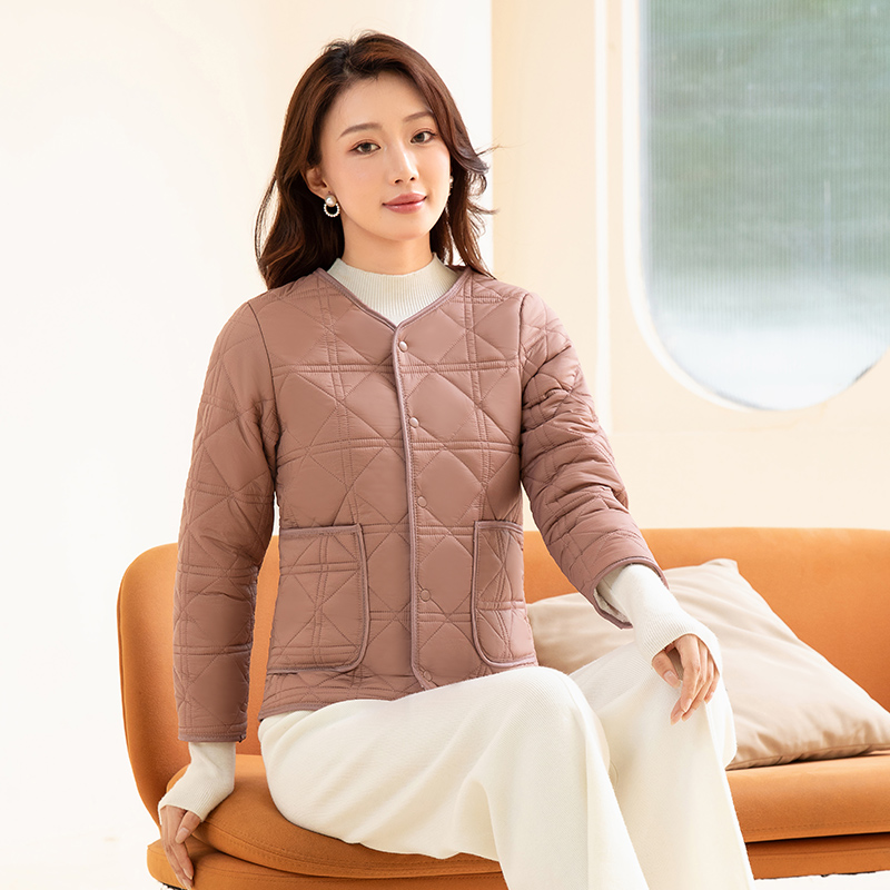 衫宣加绒短款修身按扣棉衣保暖