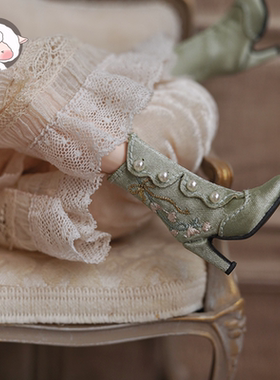 FT新新bjd鞋六分小布鞋子azone ob24高跟脚daisy刺绣靴子高跟鞋