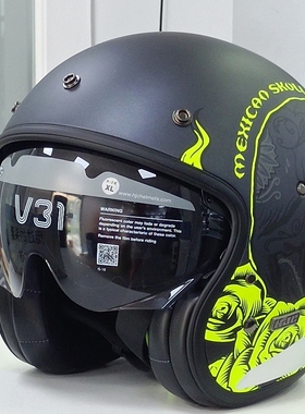 HJC生产摩托车头盔V31复古半盔男士女士头盔面罩要单配的