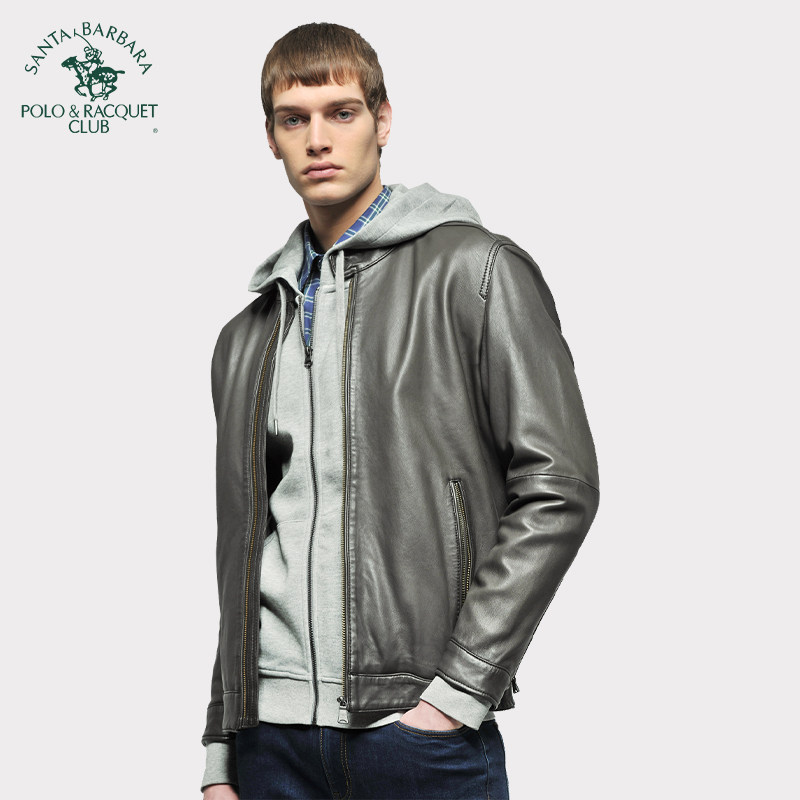 圣大保罗男装春季美式真皮修身皮衣立领羊皮轻奢机车皮夹克外套男,男装,皮衣,淘宝优惠券,粉丝福利购,淘宝优惠卷