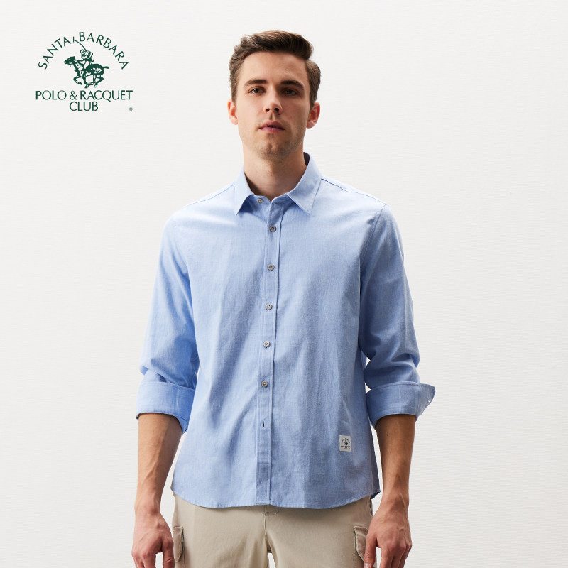 圣大保罗衬衫男士长袖纯色