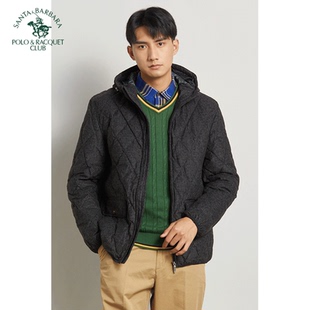 保暖白鴨絨拉鏈休閑寬松連帽外套男裝 羽絨服短款 男士 圣大保羅冬季