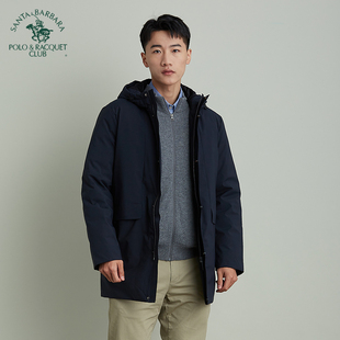 连帽合身中长款 圣大保罗羽绒服男秋冬季 简约舒适保暖高级感外套