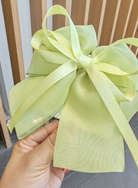 纯手工红色蝴蝶结发夹网纱飘带森系仙美后脑勺马尾顶夹超仙发卡女