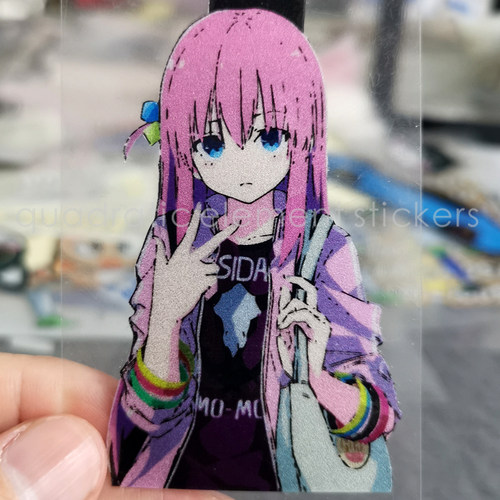 meme二次元孤独摇滚背吉他的女主波奇酱后藤一里反光车贴纸电脑