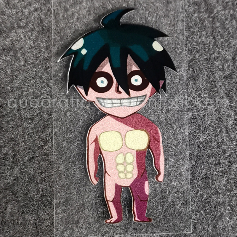 二次元动漫进击的巨人q版艾伦亚妮反光防水车贴纸机箱笔记本电脑