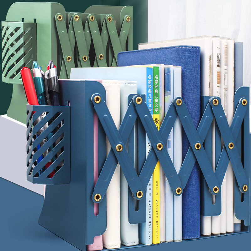 创意ins书立架可伸缩学生用书架书立桌上书本笔筒收纳架简约折叠_虎窝淘