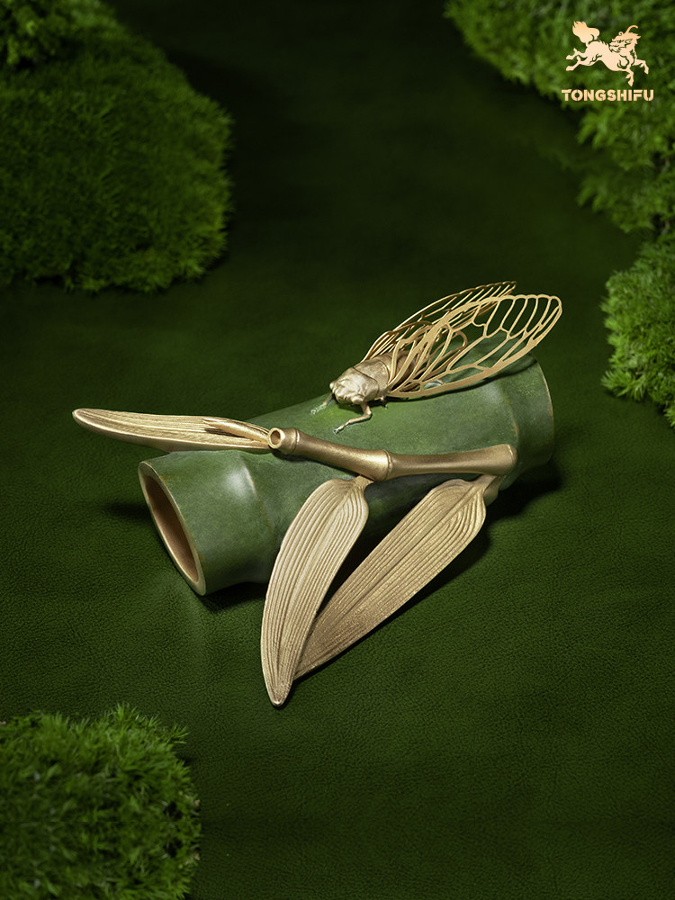 铜师傅 全铜摆件《知竹常乐》铜工艺品 毛竹 办公室客厅桌面家居