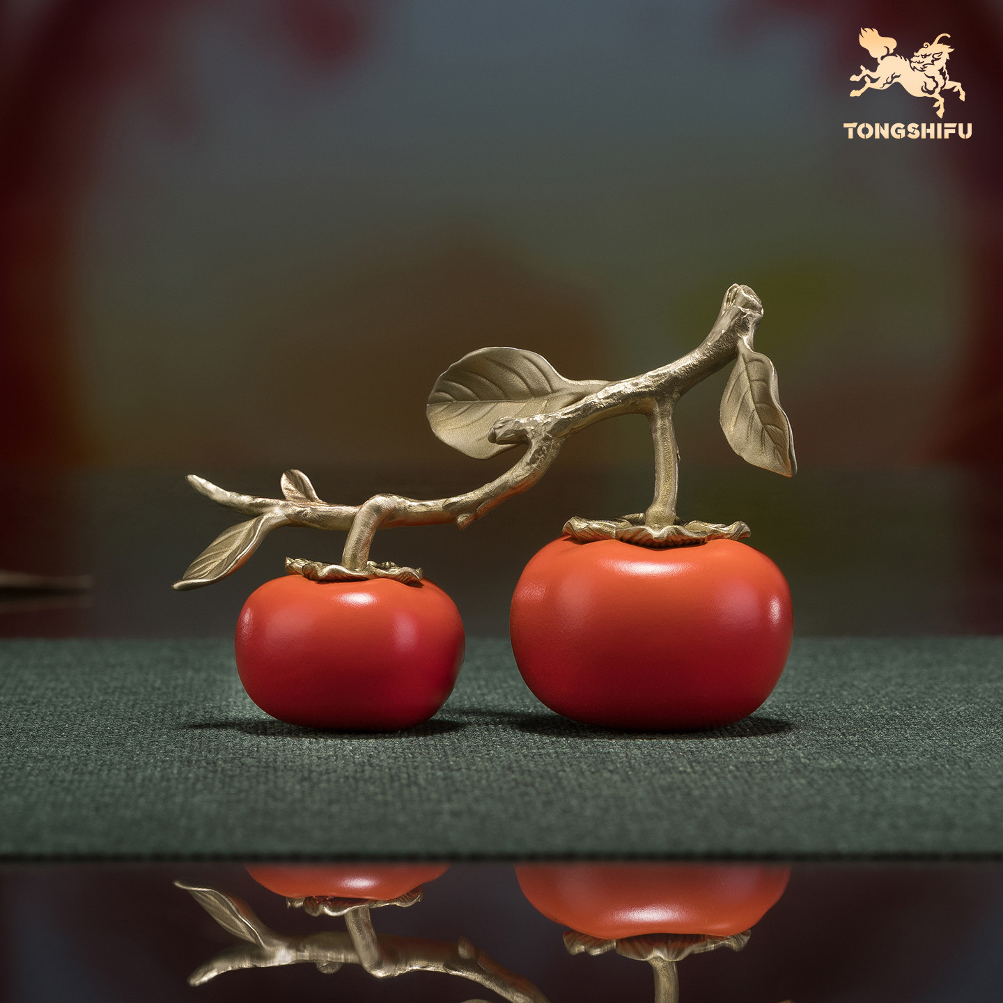 铜师傅《事事顺心》客厅办公桌铜柿子摆件 家居装饰品乔迁礼物,家居饰品,桌面摆件,淘宝优惠券,粉丝福利购,淘宝优惠卷