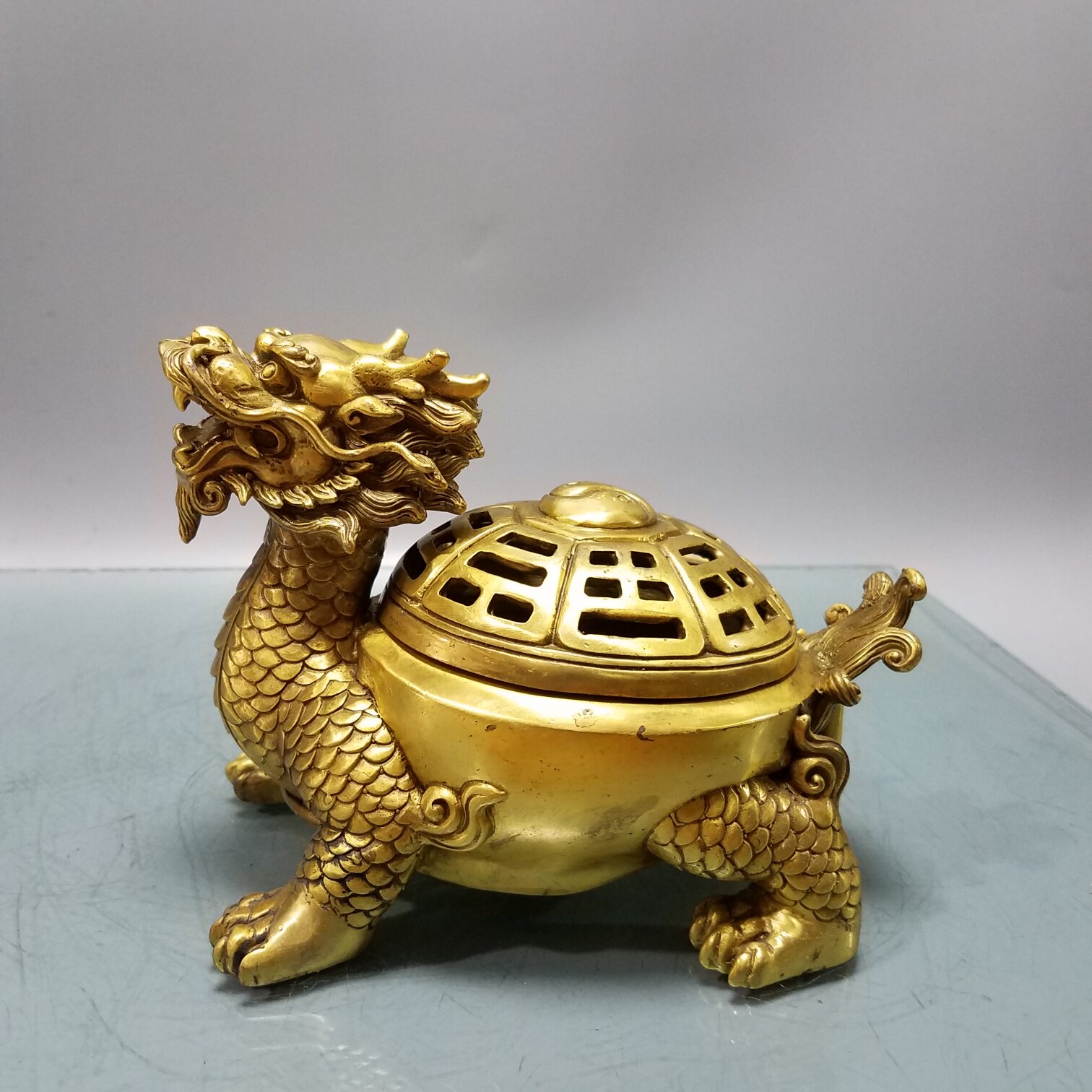 纯铜龙龟香炉摆件八卦龙龟炉家居玄关桌面工艺品开盖龙头龟熏香炉