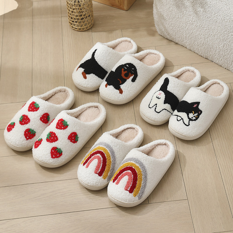 新款冬季跨境爆款草莓棉拖鞋男室内家居双拼猫毛绒防滑保暖拖鞋女,居家布艺,居家棉拖/棉鞋,淘宝优惠券,粉丝福利购,淘宝优惠卷