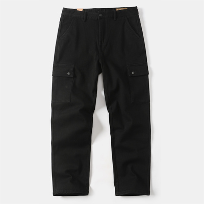 重磅黑色牛仔裤赤耳砂洗直筒宽松