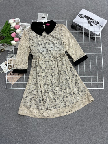 高端时尚简约百搭高腰显瘦蕾丝连衣裙女设计感宽松显瘦减龄裙子