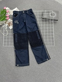 简约甜酷阔腿裤 女款 韩系复古气质显瘦拼接直筒牛仔裤 大童时尚