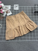 甜美系新款 设计半身裙春秋纯色显瘦减龄裙子 荷叶短裙夏季