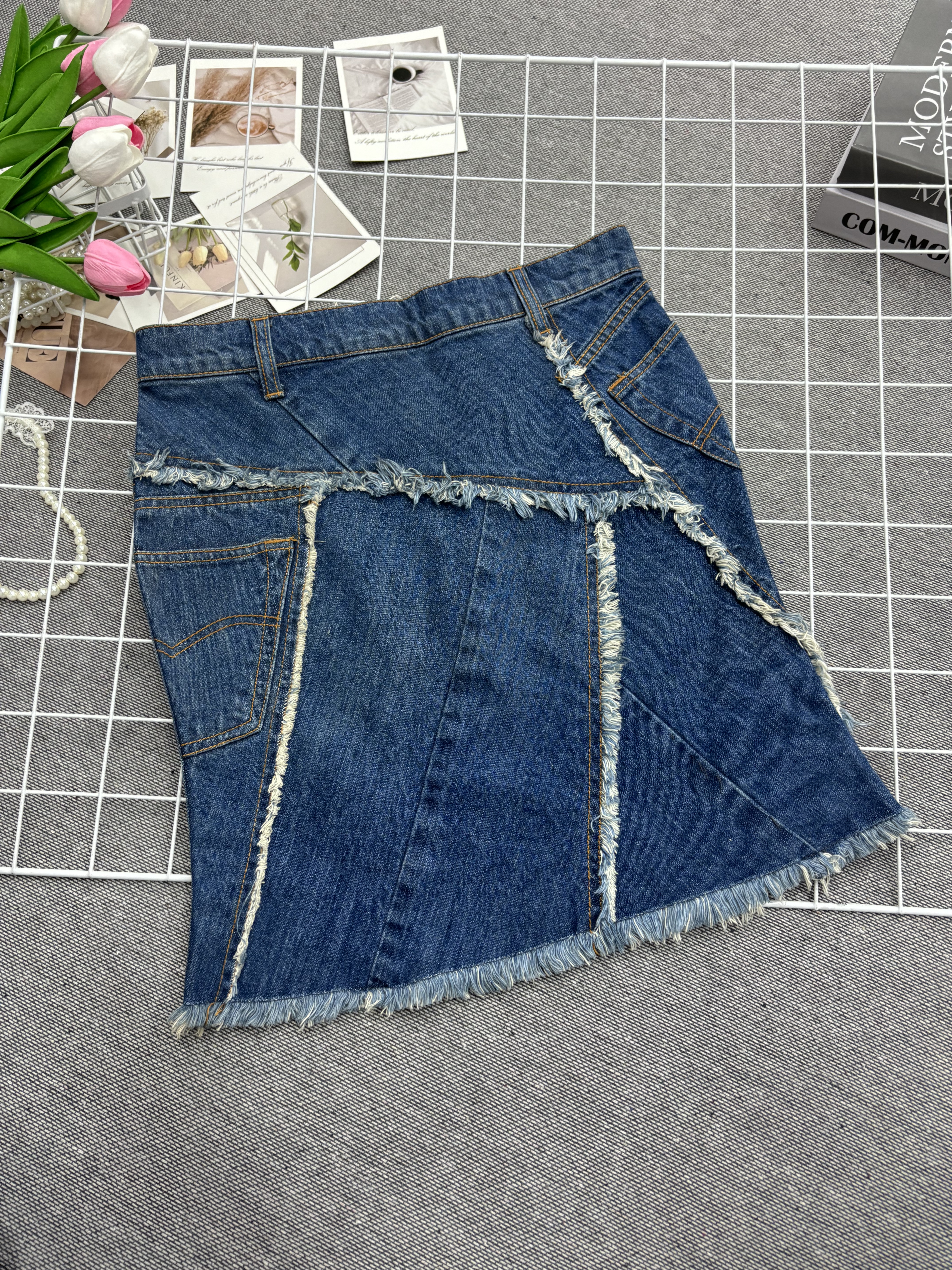 俏丽甜心洋气夏季新款牛仔时尚半身裙复古设计高腰短裙毛边辣妹裙