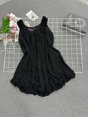百搭裙子 雪纺连衣裙女款 花苞百褶时尚 黑色气质显瘦欧版