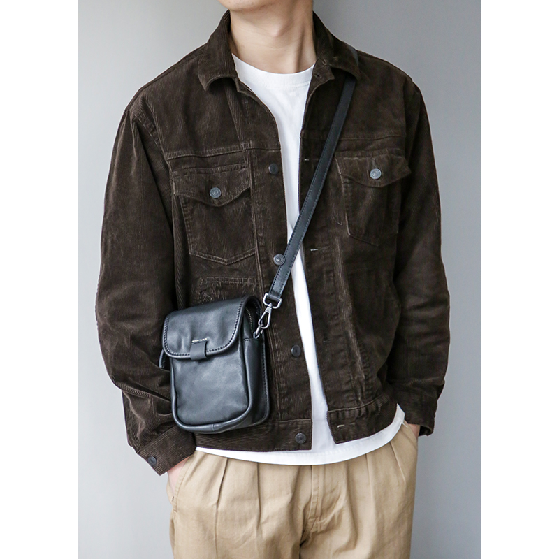 古造休闲头层植鞣牛皮单肩包