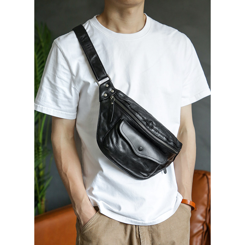 古造真皮男士单肩斜挎胸包头层牛皮大容量复古运动休闲多功能背包,箱包皮具/热销女包/男包,胸包,淘宝优惠券,粉丝福利购,淘宝优惠卷