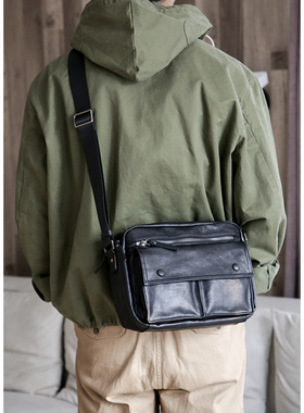 古造男士真皮邮差包头层牛皮单肩斜挎包潮男时尚2025新款休闲背包