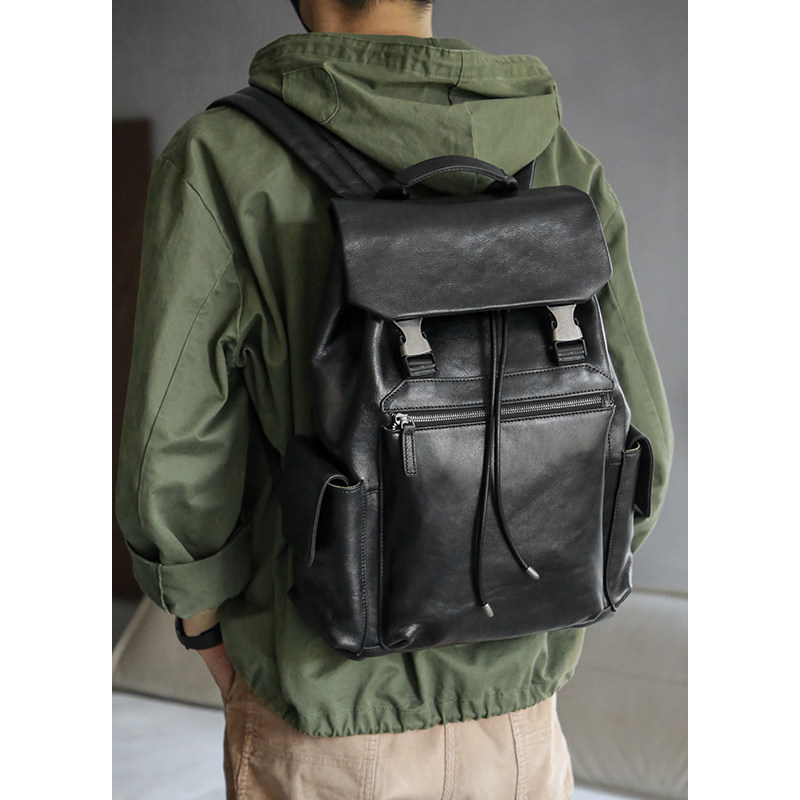 2025新款真皮男士双肩包头层牛皮大容量休闲百搭时尚电脑包旅行包