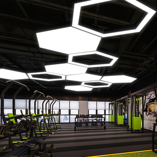 六边形造型吊灯创意led蜂巢办公室健身房网咖工业风菱形六角灯具