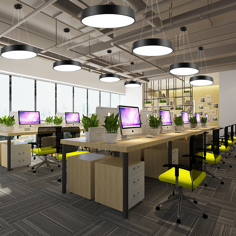 LED圆形吊灯现代办公室吊线灯商场网咖健身房店铺吧台工业风灯具