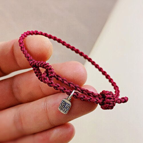 纯银s925手工编织线绳diy材料包手链可穿配饰转运珠情侣闺蜜礼物